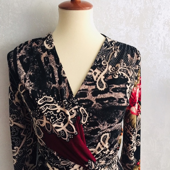 My Story Paris Multi  Floral Wrap Draping Dress - Picture 6 of 9